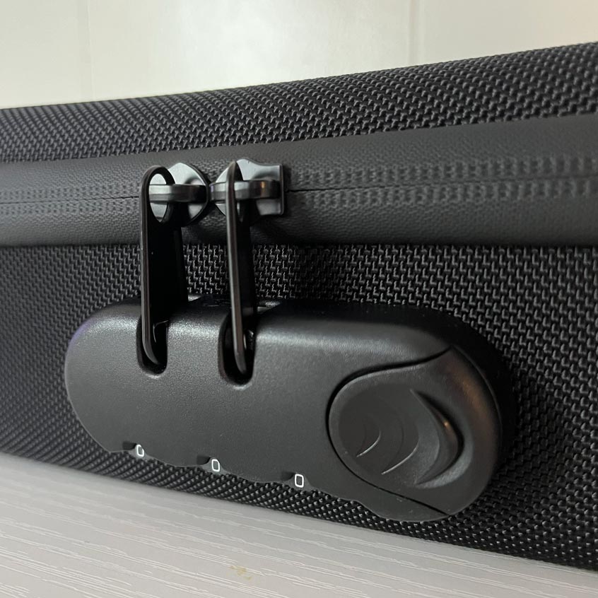 Close-up of LOCKGREEN stash box combination lock and zipper